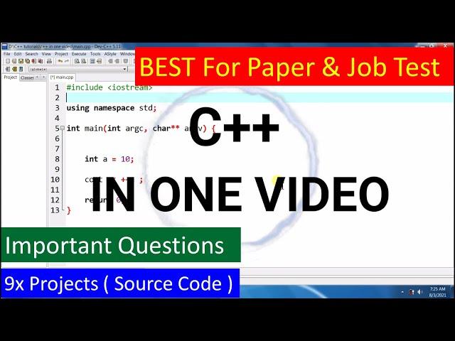 c++ tutorial in one video for beginners in hindi urdu | c plus plus hindi urdu interview questions