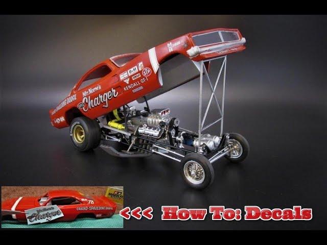 1969 DODGE CHARGER HEMI FUNNY CAR MR NORM'S SUPERCHARGER 1/25 SCALE MODEL WATERSLIDE DECALS HOW TO