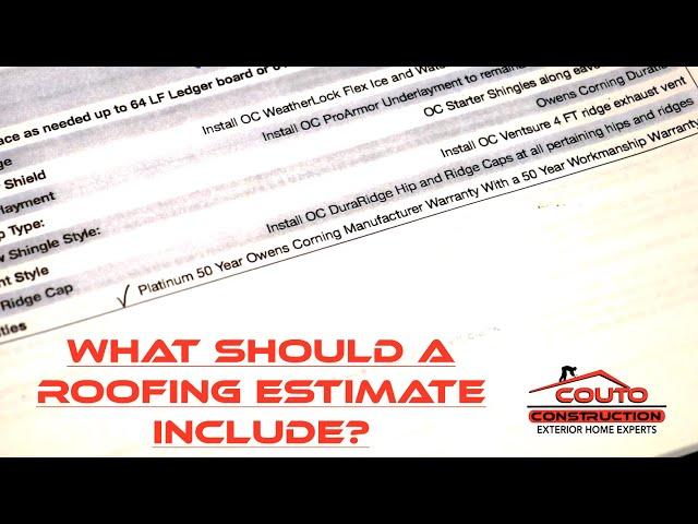 What should a roof estimate include?