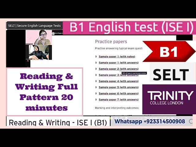 Trinity College London - ISE I (B1) Integrated Reading  and  Writing || Full Pattern  || UKVI