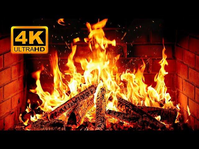  Cozy Fireplace 4K (12 HOURS). Fireplace with Crackling Fire Sounds. Fireplace Ambience