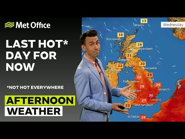 26/06/24 – Hot for some, but a change on the way – Afternoon Weather Forecast UK –Met Office Weather