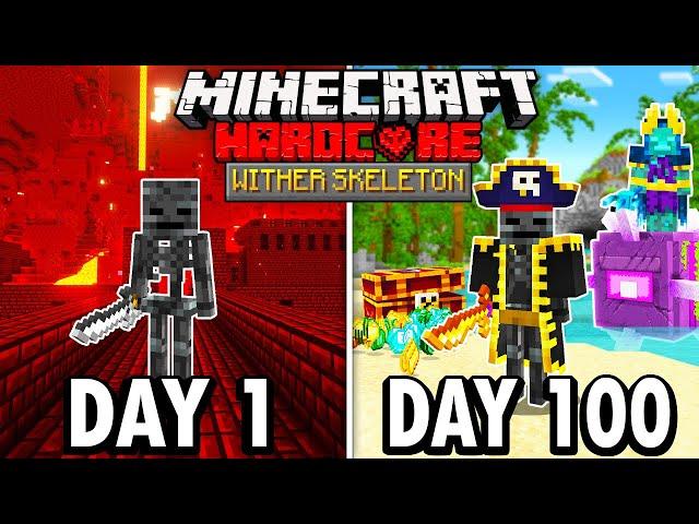 I Survived 100 Days as a WITHER SKELETON in Hardcore Minecraft... Here’s What Happened