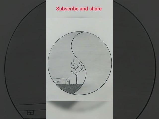 Circle drawing #easydrawing #easyscenery #drawing #scenery #art #easy #shorts #viral