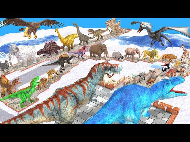 EPIC GIGA T-REX DEATHRUN The Toughest of All Animals Dinosaurs Fight All ARK Creatures Animal Revolt