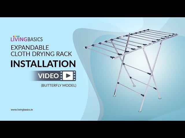 LIVINGBASICS Expandable Cloth Drying Stand Installation Video - Butterfly Model *Made In India*