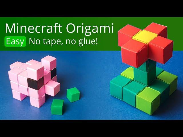 Minecraft Origami  How to join Origami Cubes like paper Minecraft blocks or Lego bricks