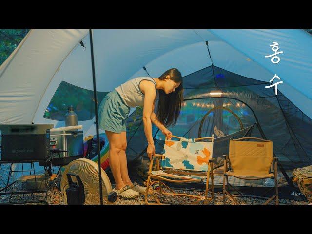 The story of sleeping in the rain pouring into the mesh tent all night | A water park has opened...