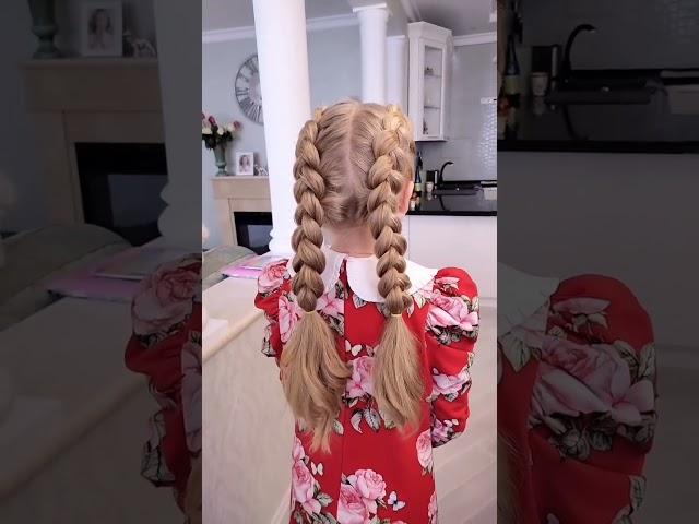 Объемные косы на детские волосы  нарядная детская прическа на густых волосах от визажиста