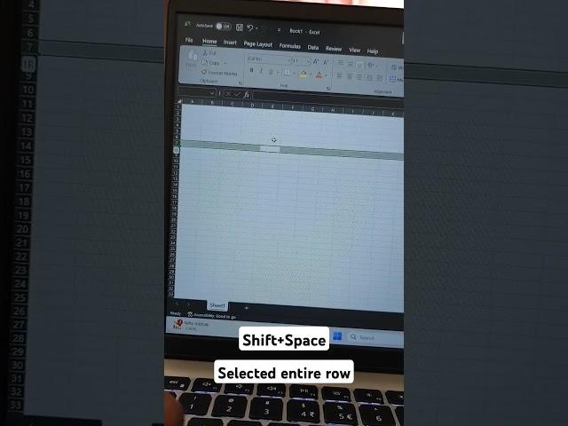 Excel Shortcut for select entire row #shorts #excel #windows #tech #tricks