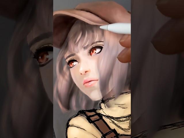 Anime semi realistic painting + photo bashing #semirealism #darkacademia #procreate #animeart