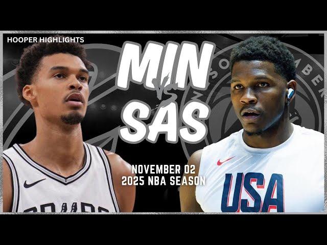 Minnesota Timberwolves vs San Antonio Spurs Full Game Highlights | Nov 2 | 2025 NBA Season