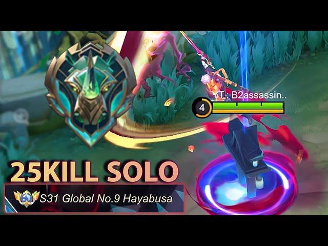 NEW SEASON!! 25KILL GLOBAL HAYABUSA BACK EPIC SOLO RANK -Mobile Legends