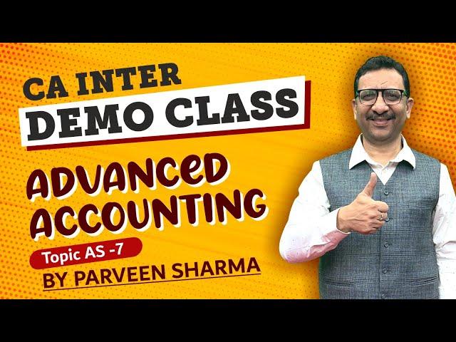 CA Inter | Group -01 | Advanced Accounting | By CA Parveen Sharma | AS 7 | Lect. 02