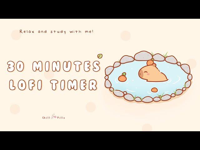 30 minutes - Relax & study with me Lofi | Cozy capybara #timer #30minrelaxingmusic  #pomodoro  #lofi