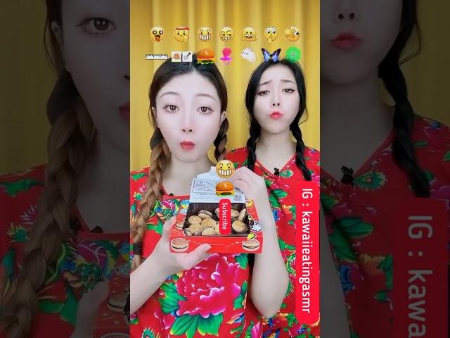 Funny Sisters Emoji Eating Challenge | #asmr #food #funny #shorts