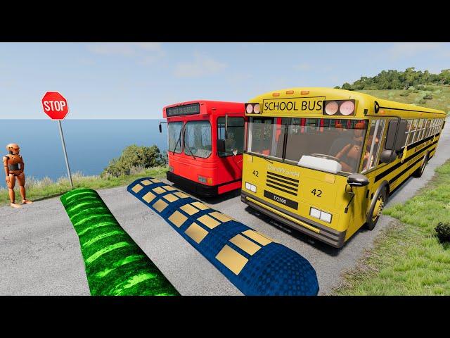 Buses vs Massive ️ Speed Bumps️– BeamNG.Drive