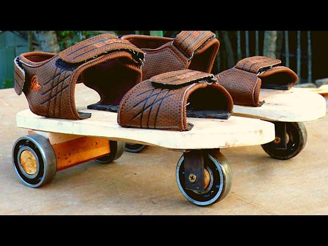 How to Make Wooden Sandals Roller Skates/ Bearing Skating Shoes