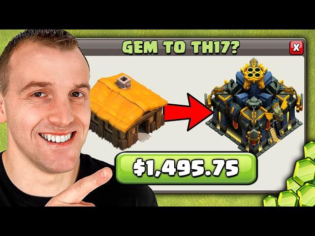 Can I Gem from TH1 to TH17 in 1 Hour?