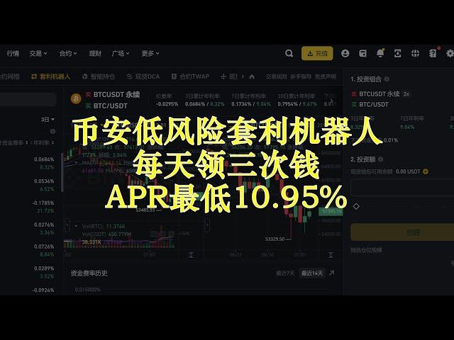 币安超低风险套利机器人 | 每天领三次钱 | APR最低10.95%