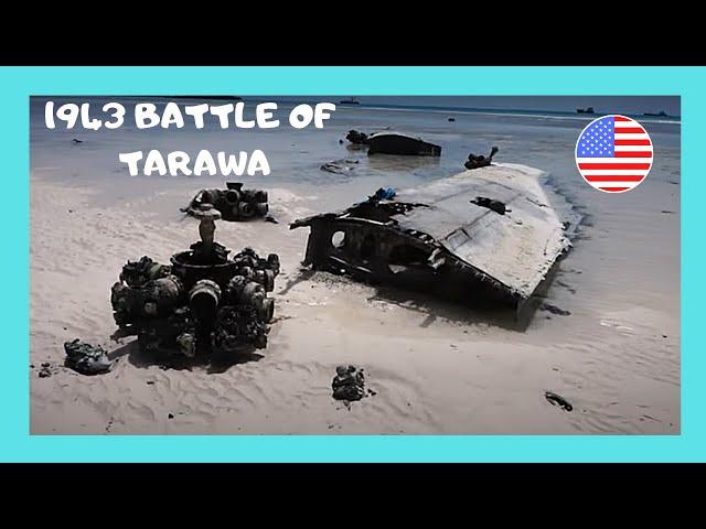 KIRIBATI: WW2 American bomber at low tide, 1943 BATTLE OF TARAWA