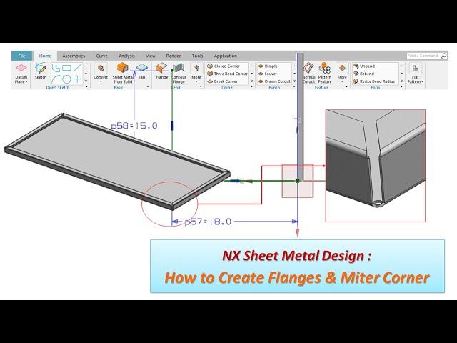 NX Sheet Metal Design : How to Create Flanges & Miter Corner