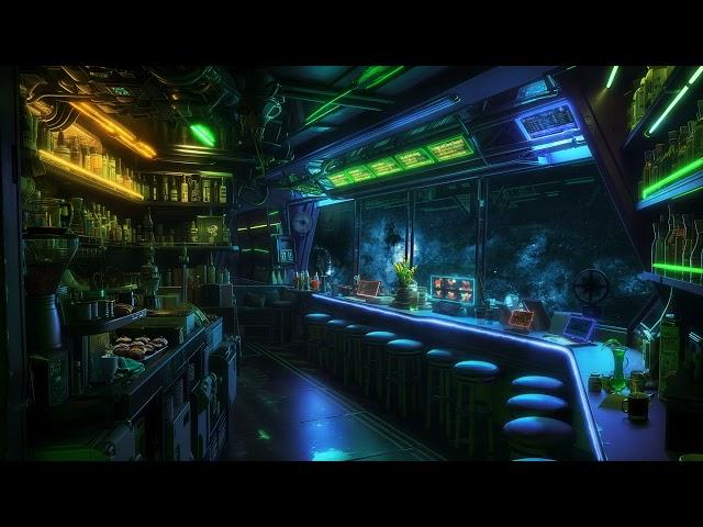 Cozy Sci-Fi Cafe on board the StarDust Space Vessel | Rumbles with Cruising Space Sounds | 10 hours