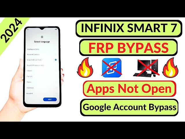 Infinix Smart 7/ 7 HD Frp Bypass Android 12/13/ Infinix X6516 X6515 Google Account Remove Without Pc