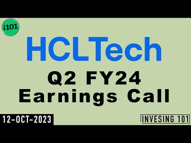 HCL Technologies Ltd Q2 FY 24 Earnings Call | HCL 2024 Q2 Results | Latest News