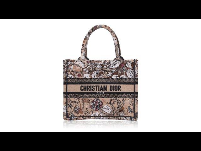 Christian Dior Canvas Embroidered Jardin Magique Small Book Tote Powder Pink