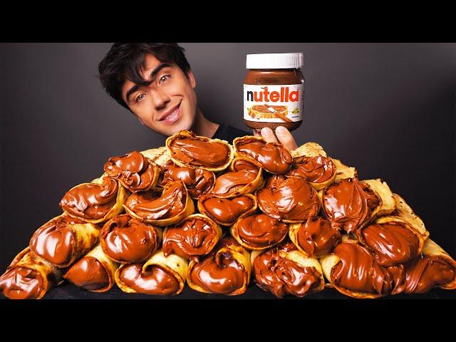 ASMR Nutella Chocolate Crepe Rolls | Mukbang Eating Nutella Crepes | McBang ASMR