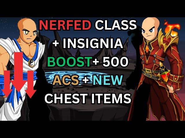 AQW HUGE UPDATE - INSIGNIAS, FREE ACS, MARTIAL ARTIST NERF, 10K CHEST NEW ITEMS, NEW BADGE ITEMS