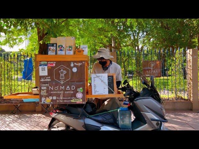 ASMR Cafe Vlog Mini Coffee Shop Street Nomad Handcraft Moka Pot Kopi Motorcycle Slow Bar Bike Tasty