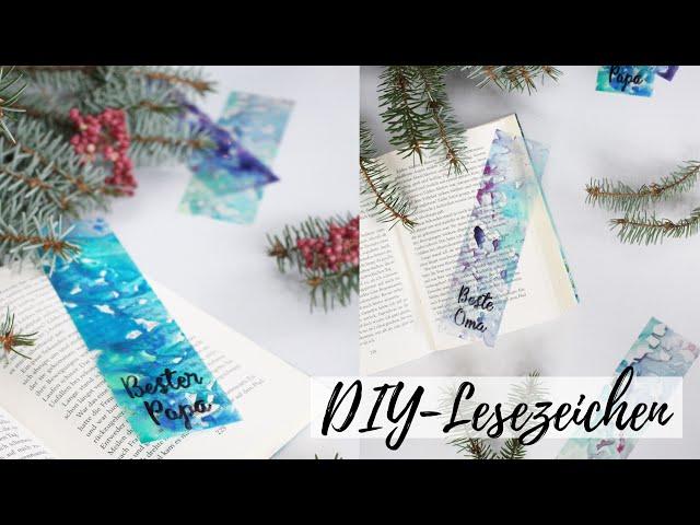 Einfache Geschenkidee: Laminierte DIY Lesezeichen mit Wasserfarben basteln | Geschenk Weihnachten