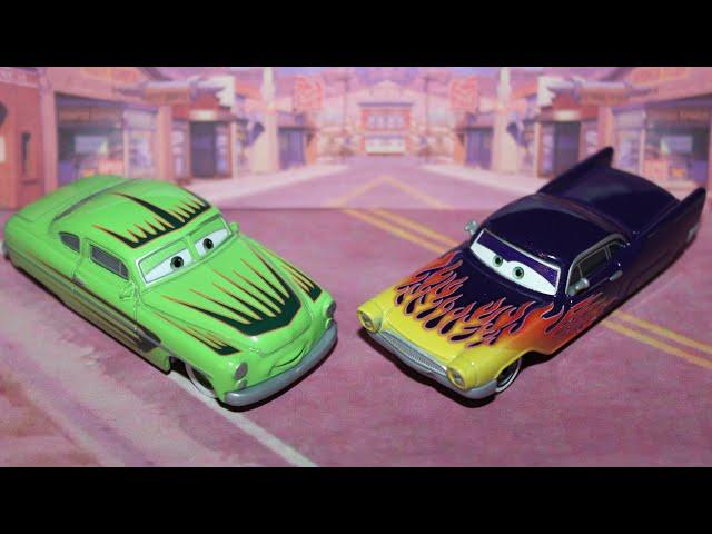 Mattel Disney Cars Edwin Kranks & Greta (Thailand Variant) 2-Pack 2024 Radiator Springs Flashback