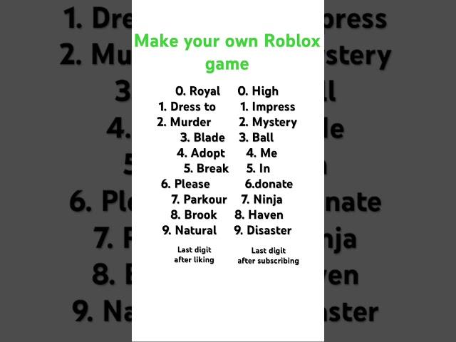 Create your own roblox game #roblox #games