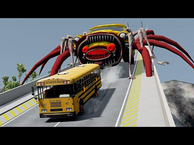 Cars Ramp Jump with MONSTERS - NEW CAR EATER & NEW HOUSE HEAD & LIVING BUILDING HEAD – BeamNG.Drive