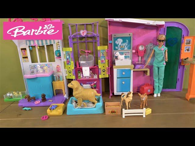 Barbie and Ken Pet Care Story: Barbie Pet Clinic, Chelsea's Train, Skippers New House, Barbie Pets