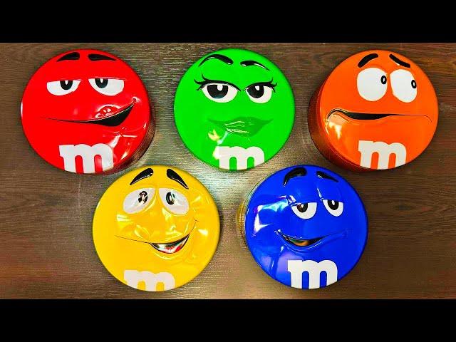 Satisfying Video | Glossy Containers with Yummy M&M'S Chocolate Candy Big ASMR Unpacking