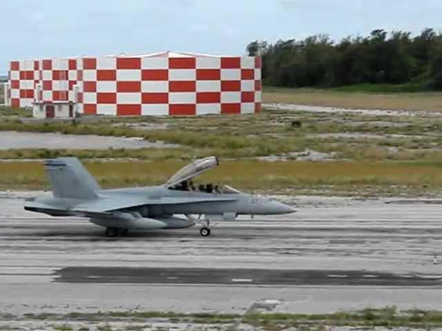 USMC FA 18 taxiing Midway Atoll NWR Henderson Field Aug 2 2012 J Klavitter USFWS