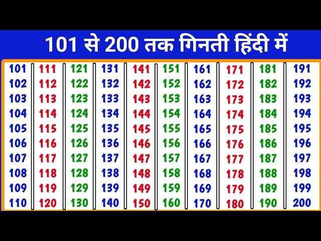 101-200 | 101 to 200 counting | 101 to 200 numbers | ginti 101 se 200 tak hindi mein | 1234 Numbers