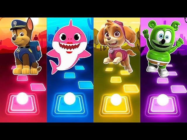 Paw Patrol Chase vs Baby Shark vs Skye vs Gummy Bear | Tiles Hop EDM Rush!