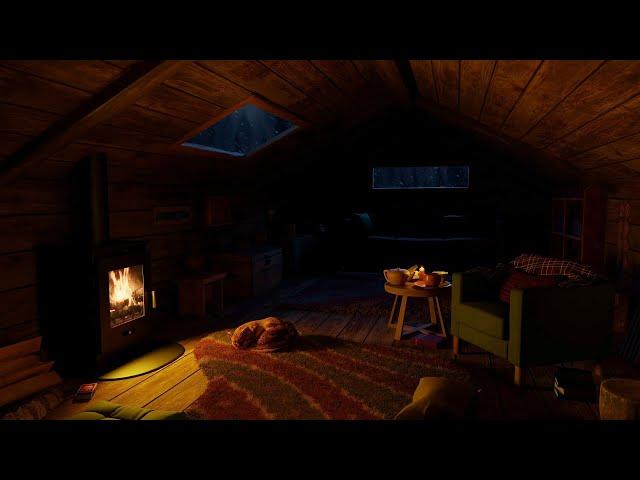 Fall Asleep Faster in a Cozy Winter Ambience with a Fireplace, Snowfall and Blizzard Sounds