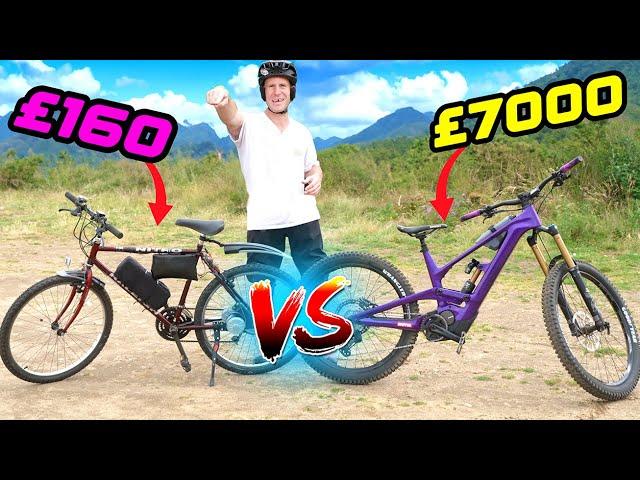 CHEAP DIY ELECTRIC MTB VS PREMIUM £7000 E-BIKE!