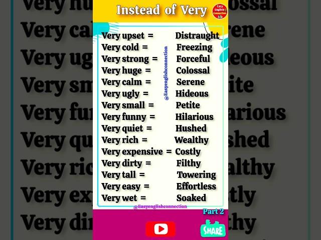 Words to use instead of Very ️ part 2  english speaking practice #english #ielts #education #short