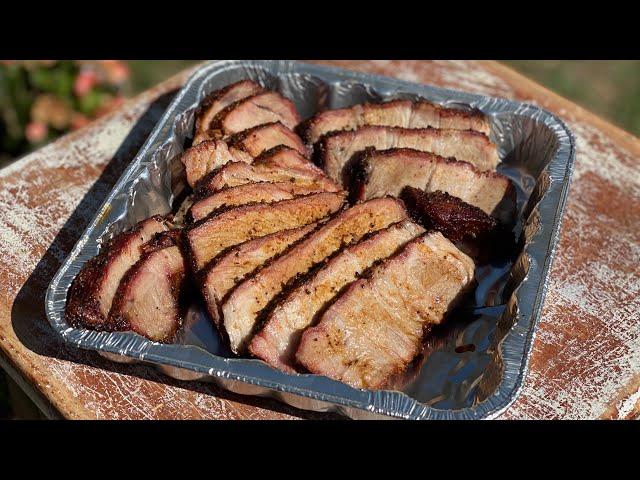 Sliced Pork Butt Smoked on the Big Green Egg