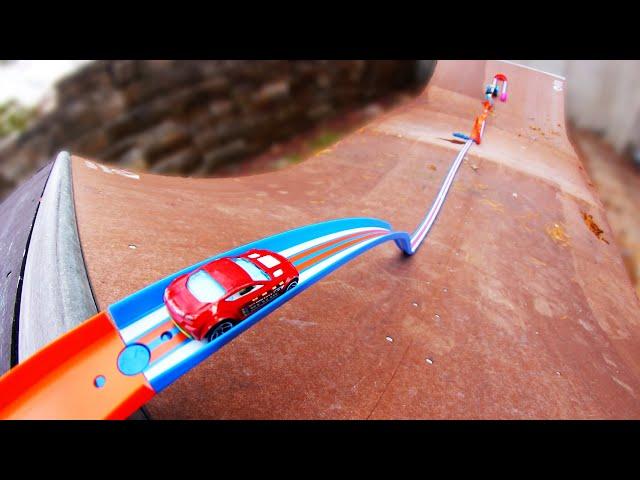 HOT WHEELS TRACK ON MY MINI RAMP!