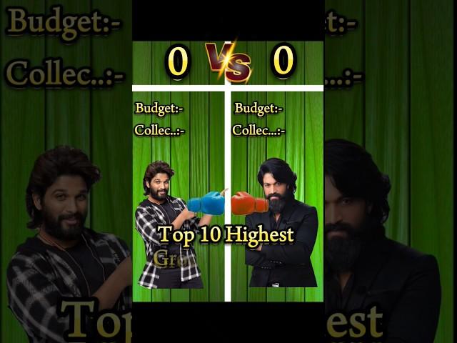 Icon Star Allu Arjun Vs Rocking Star Yash || Top 10 Highest Grossing movie Comparison Video