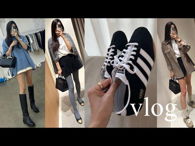 vlog_ 똥손도 쉽게 따라할 수 있는 5분컷 에어랩 웨이브 컬 만들기 grwm‍, 아디다스 도쿄 스니커즈 언박싱, 마시모두띠 가을 신상, emis 한남, 폴로, 쇼핑브이로그