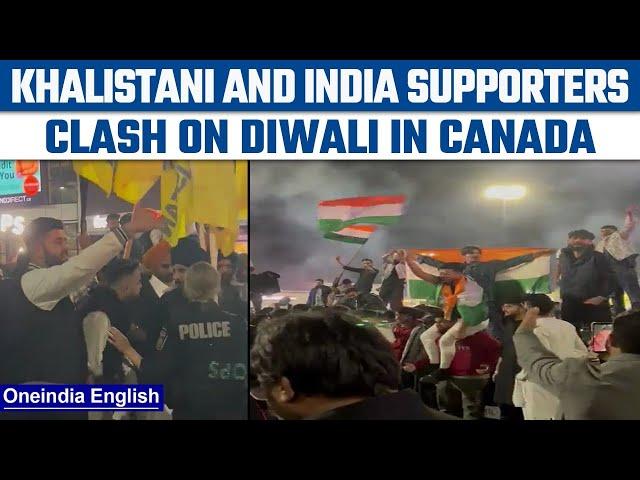 Indian and Khalistani supporter clash in Canada on Diwali, video goes viral | Oneindia News *News